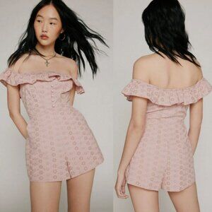 Kimchi Blue Pink Embroidered Romper – Size Large